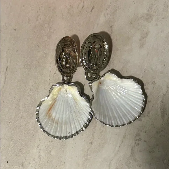 Julietta Azul Pearl & Shell Statement Earrings | Silver/Blue - Picture 4 of 5